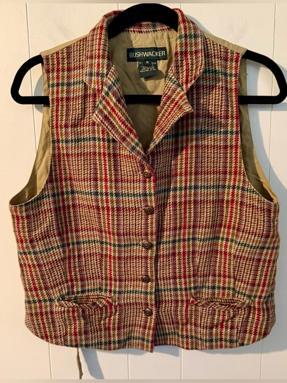 Bushwacker Women's Multicolor Plaid Wool Vest